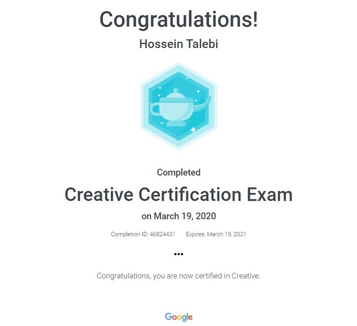 مدرک خلاقانه سئو - Creative Certification SEO
